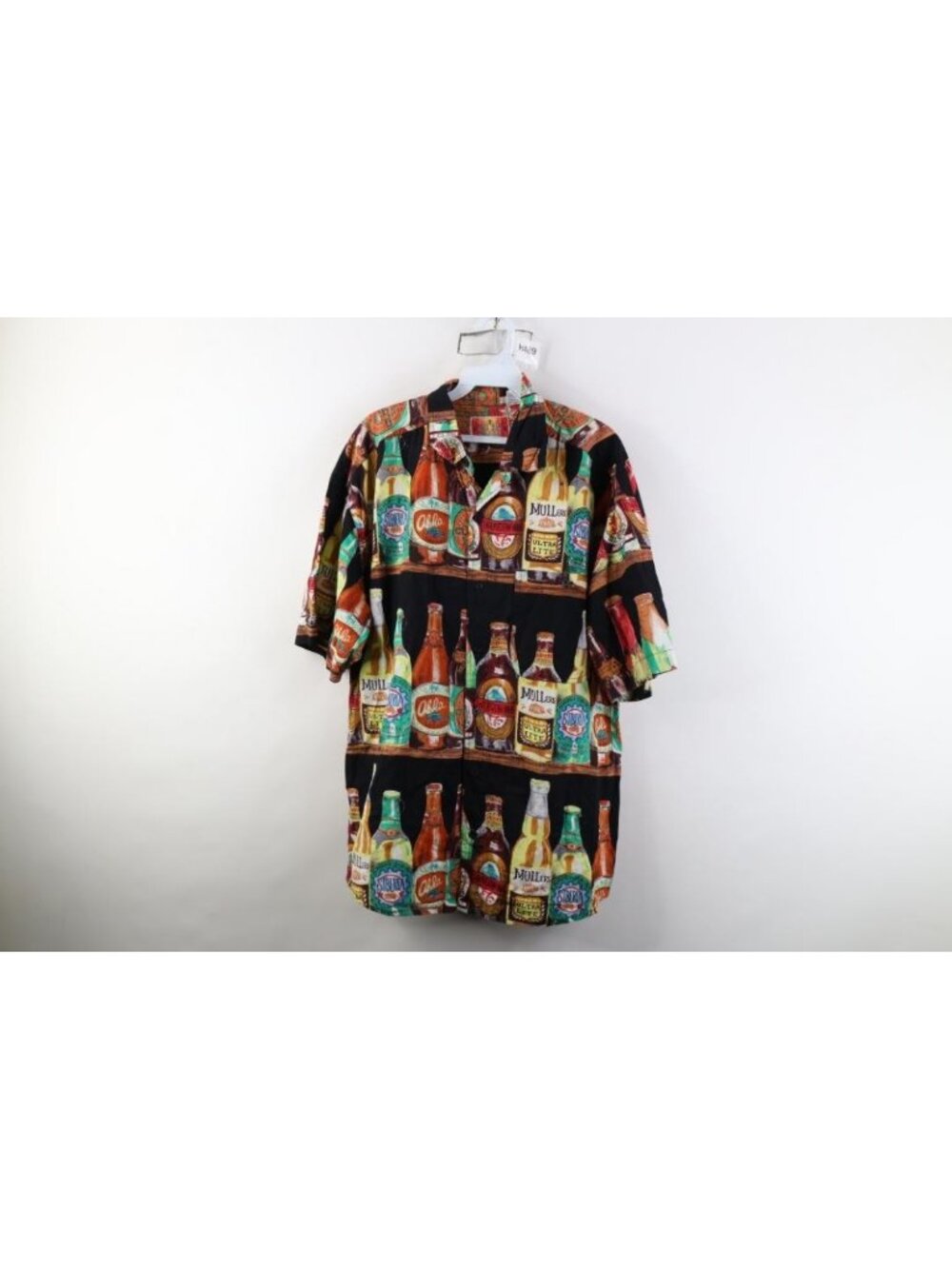 Vintage 90s Streetwear Mens Large Beer Drinking All Over Print Button Shirt